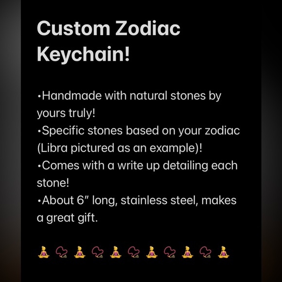 Zodiac Custom Crystal Keychain - Handmade! - Picture 3 of 15